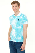 Men's Turquoise Polo Neck T-Shirt