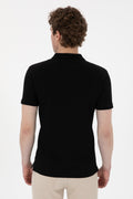 Men's Slim Fit Polo Neck Black Basic T-Shirt