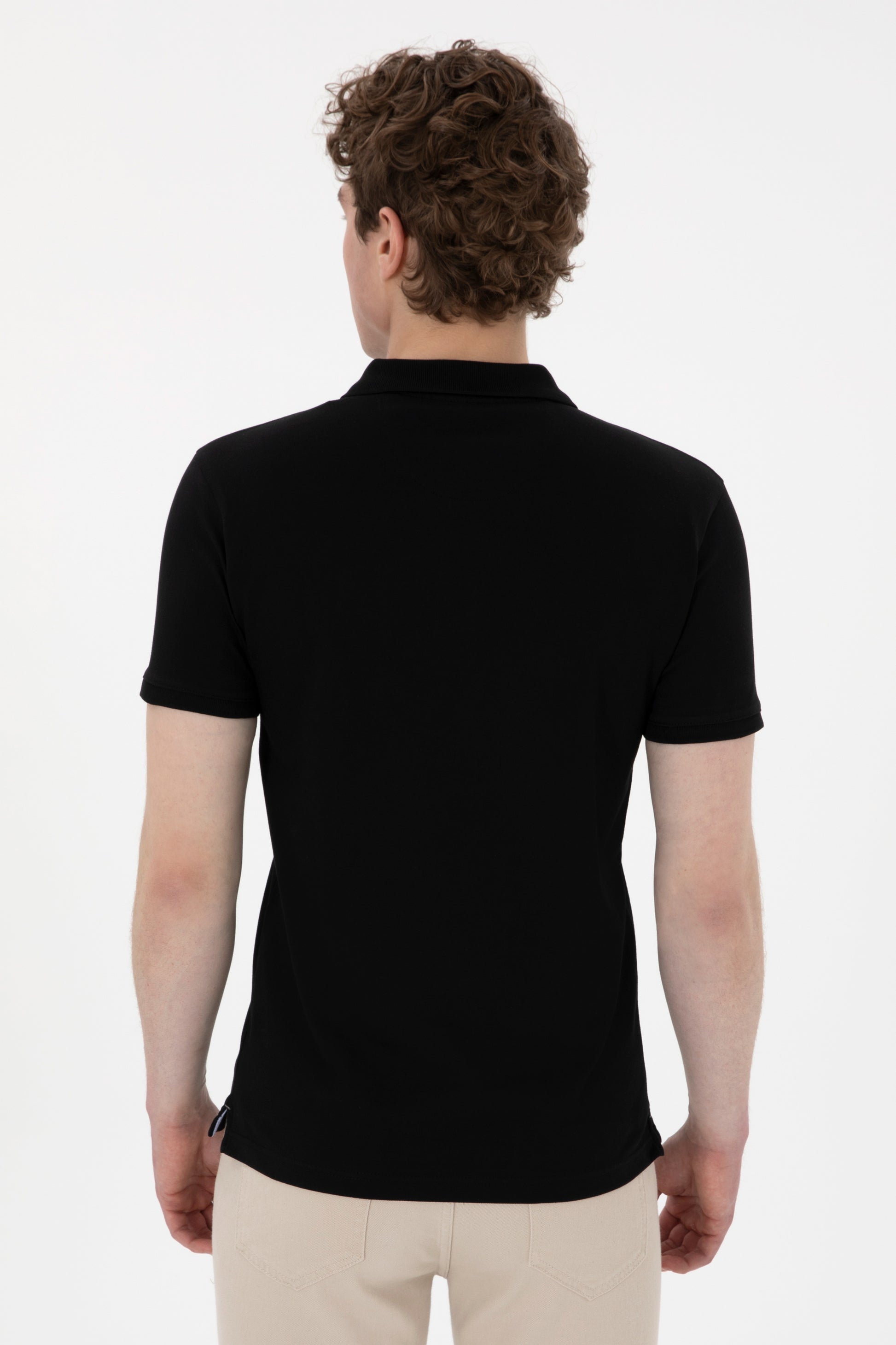 Men's Slim Fit Polo Neck Black Basic T-Shirt