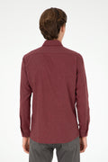 Men's Burgundy Long Sleeve Basic Shirt