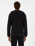 Black Regular Fit Zipper Tracksuit Top