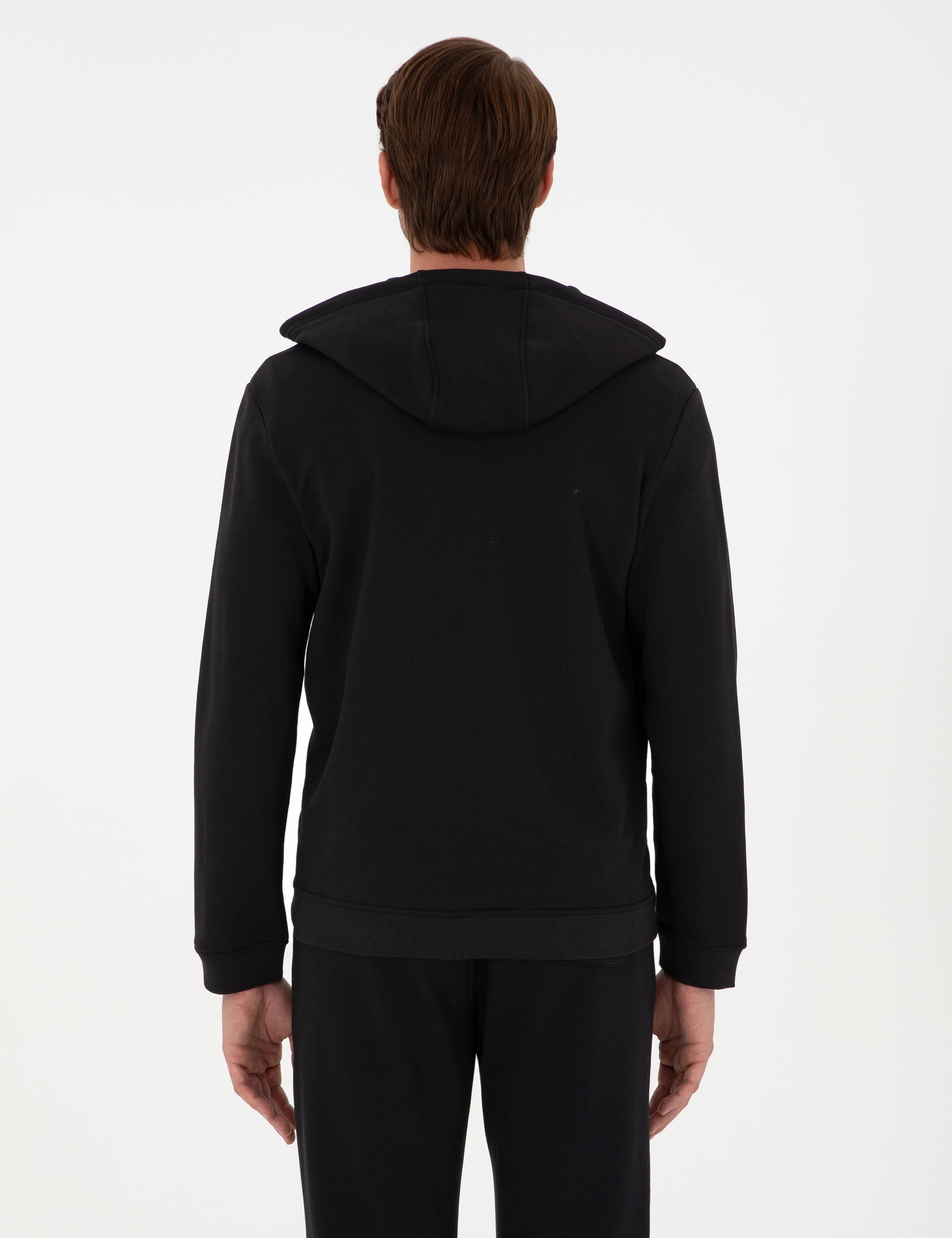 Black Regular Fit Zipper Tracksuit Top