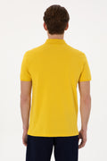 Men's Slim Fit Polo Neck Yellow Basic T-Shirt