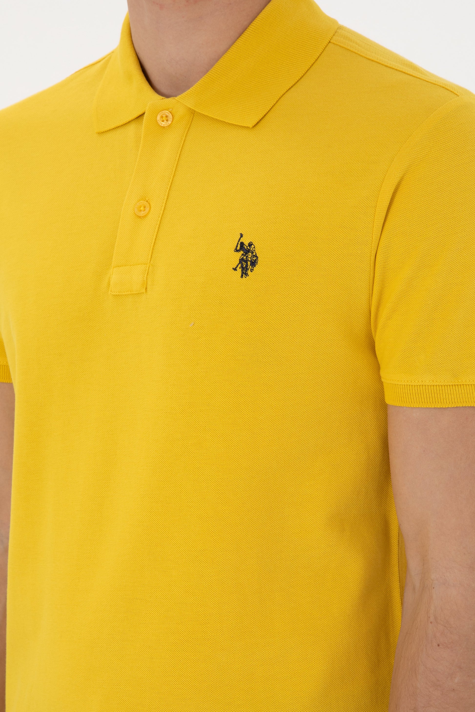 Men's Slim Fit Polo Neck Yellow Basic T-Shirt