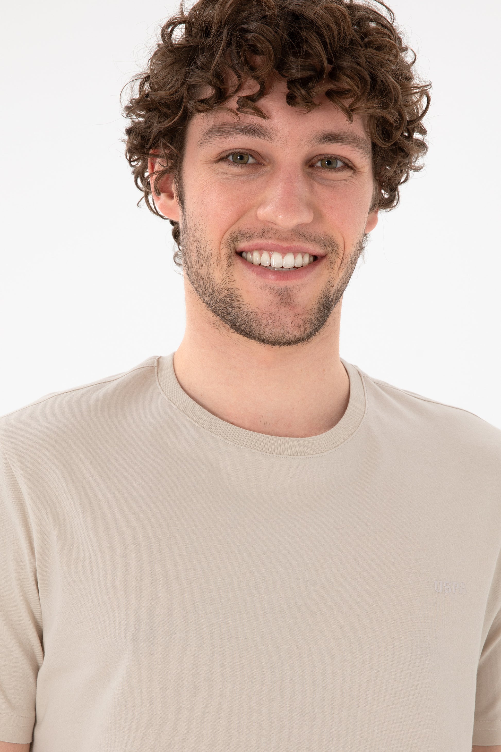 Men's Regular Fit Crew Neck Stone Basic T-Shirt