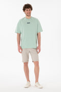Men's Oversize Fit Crew Neck Water Green T-shirt