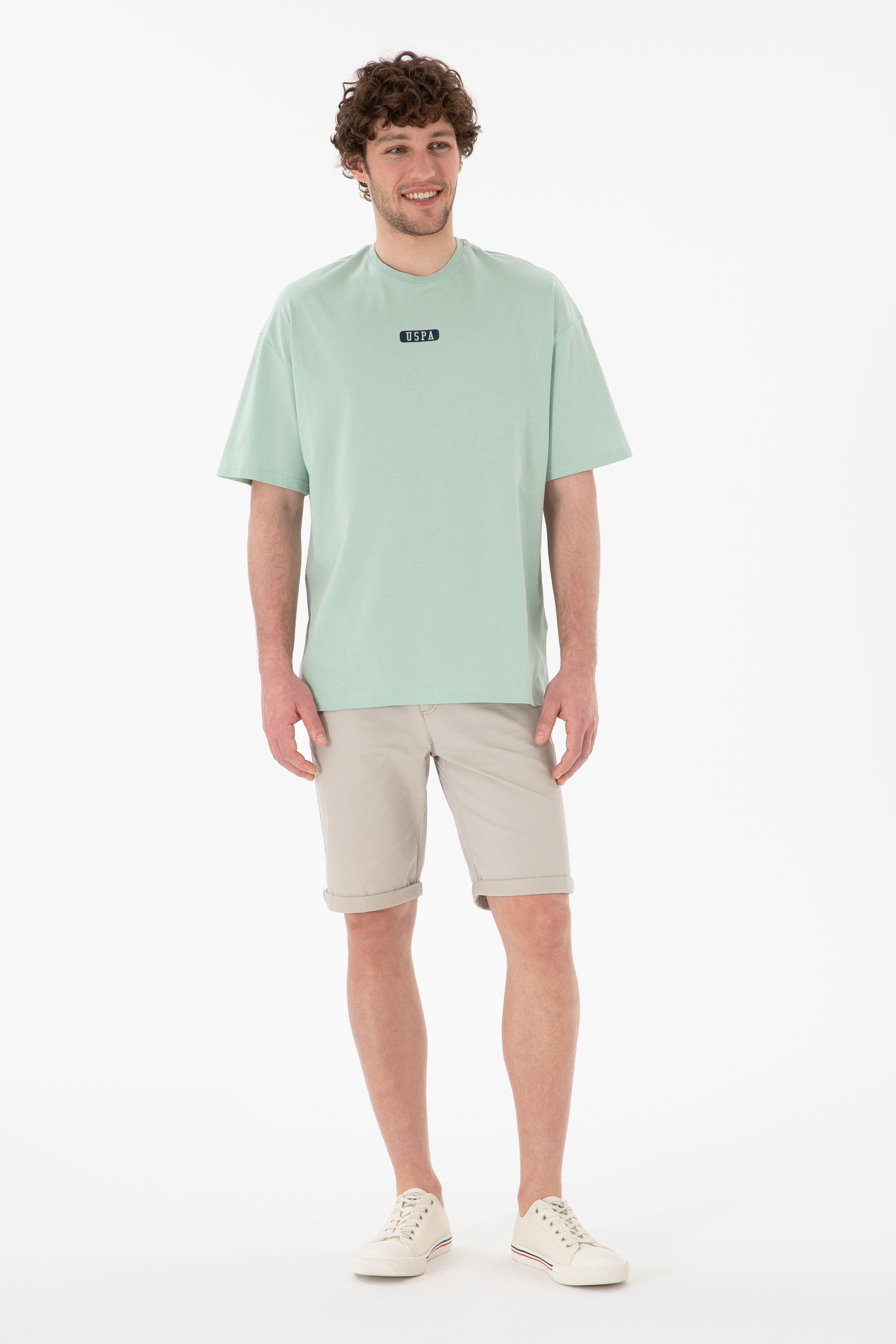 Men's Oversize Fit Crew Neck Water Green T-shirt