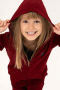 Girls' Burgundy Zipper Basic Sweatshirt