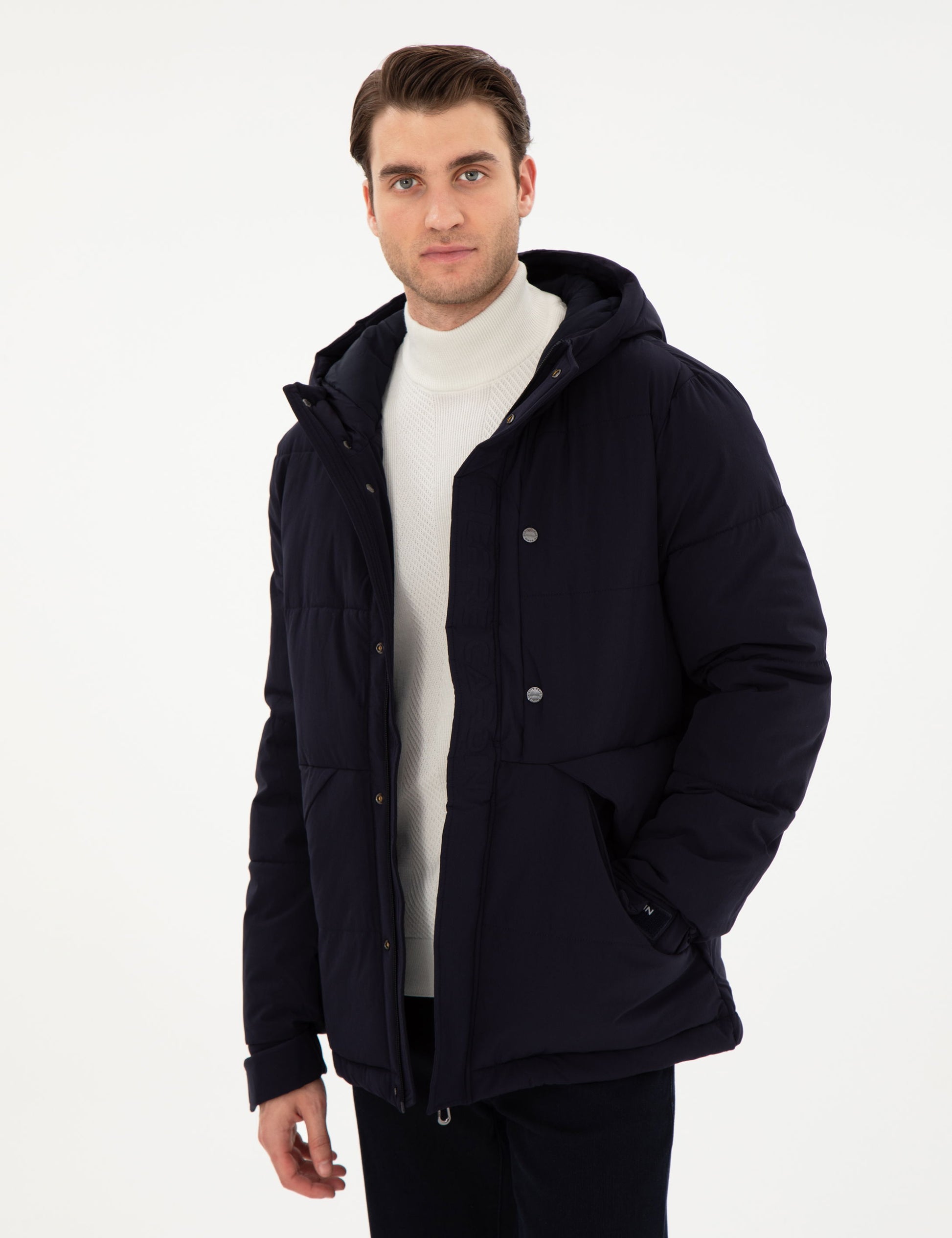 Navy Regular Fit Coat