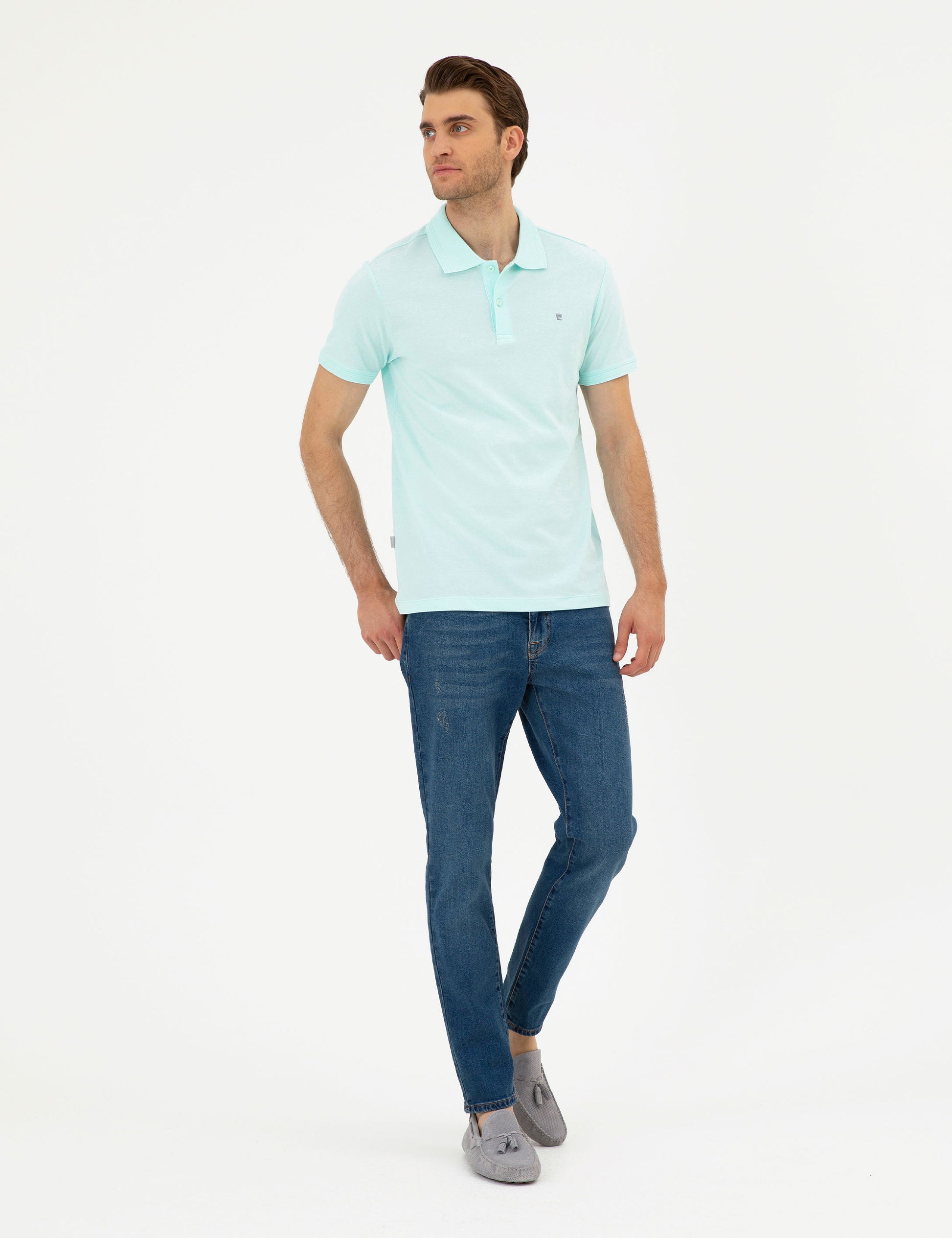 Aqua Green Slim Fit Basic T-Shirt
