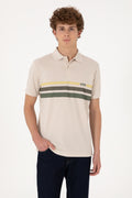 Men's Regular Fit Polo Neck Stone T-Shirt