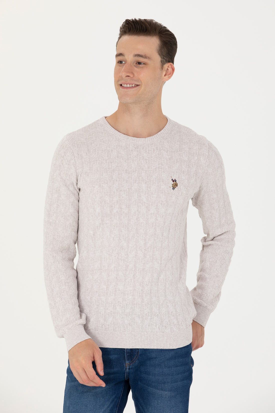 Men's Stone Melange Basic Sweater