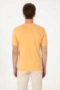Men's Regular Fit Crew Neck Orange T-Shirt