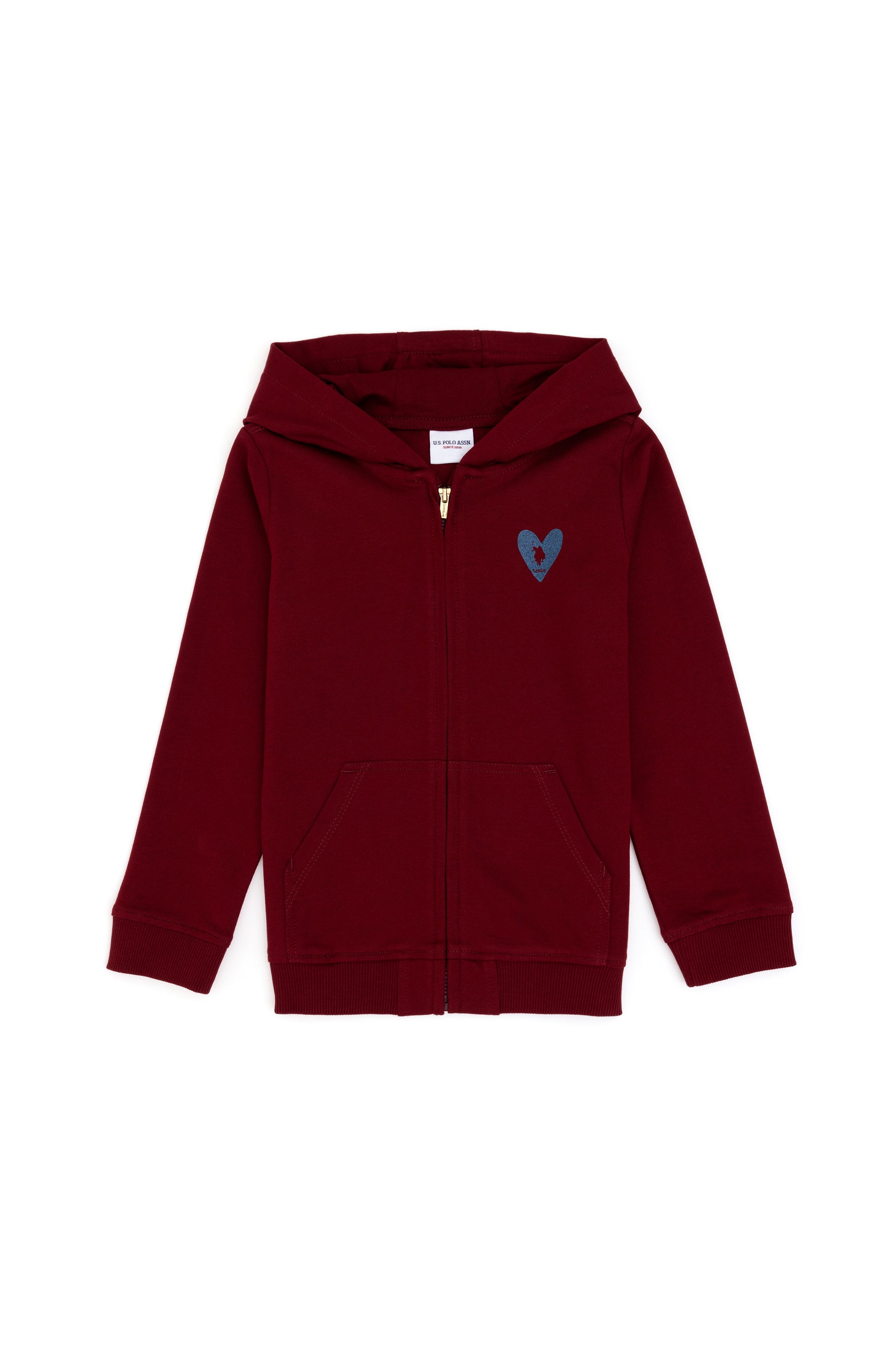 Girls' Burgundy Zipper Basic Sweatshirt