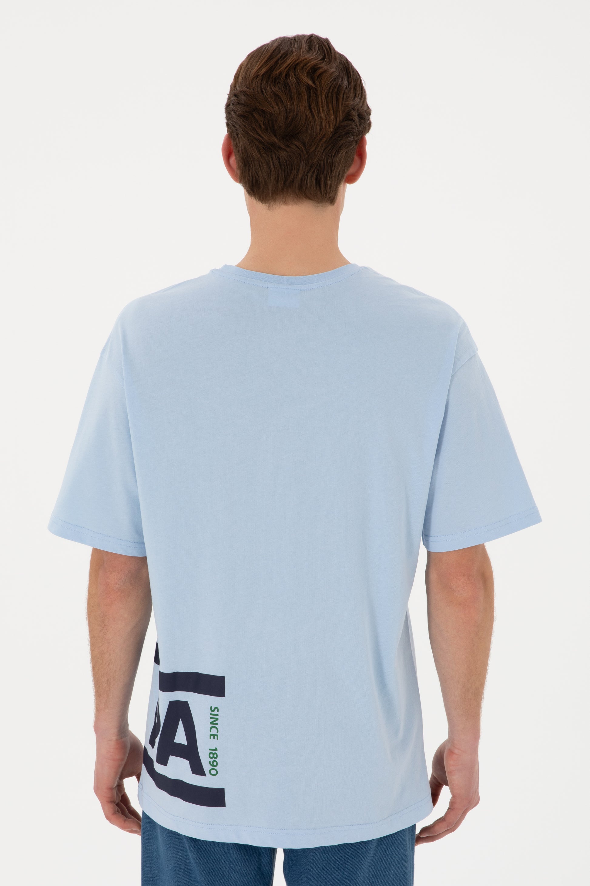 Men's Comfort Fit Crew Neck Light Blue T-Shirt