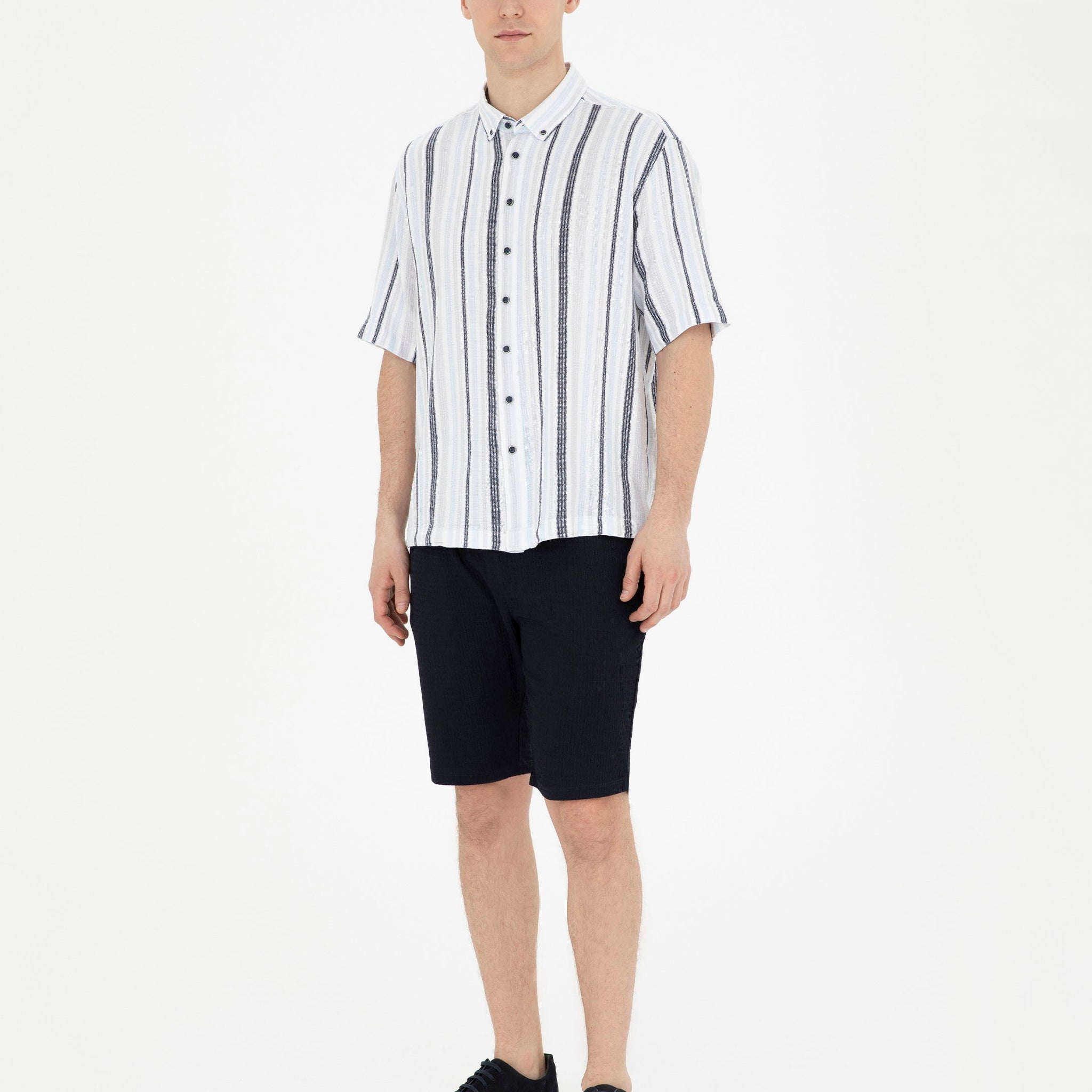 Navy Regular Fit Knitted Shorts