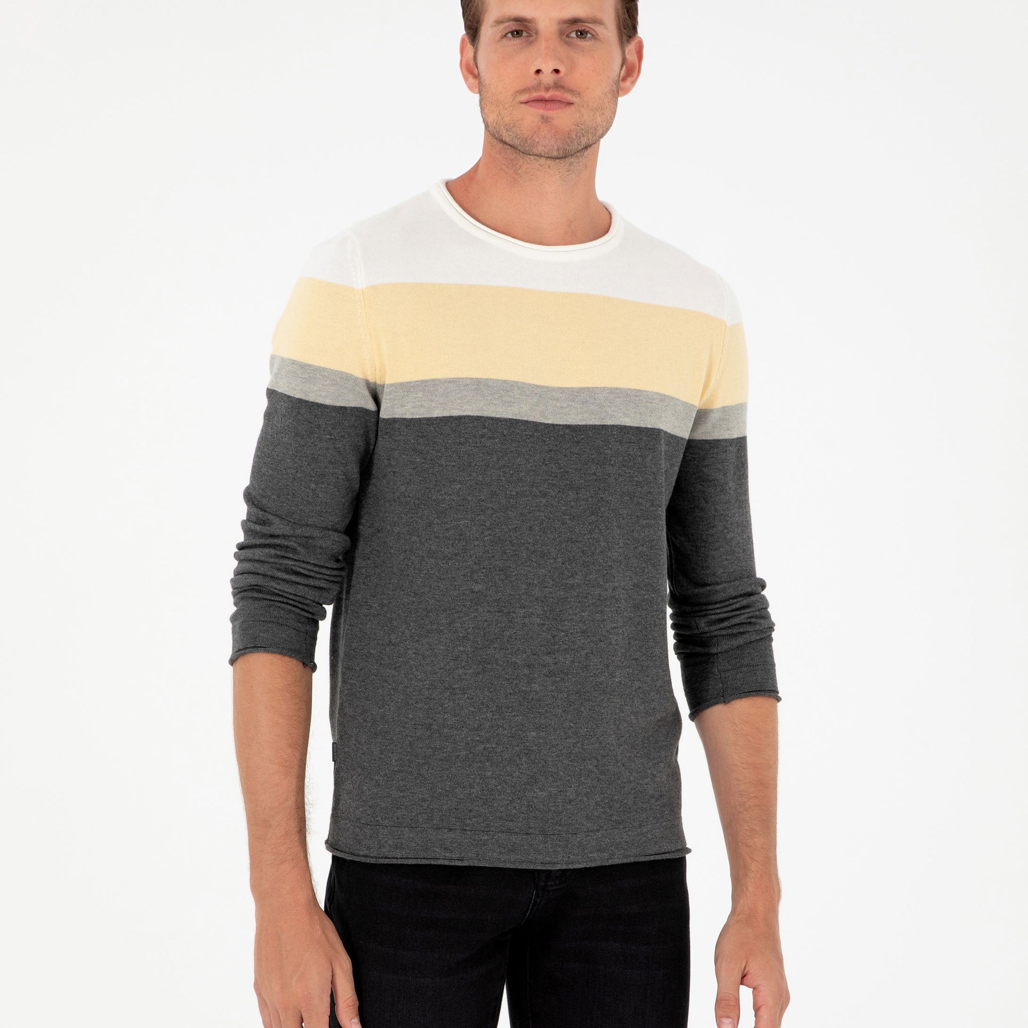 Light Grey Melange Slim Fit Sweater