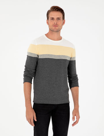 Light Grey Melange Slim Fit Sweater