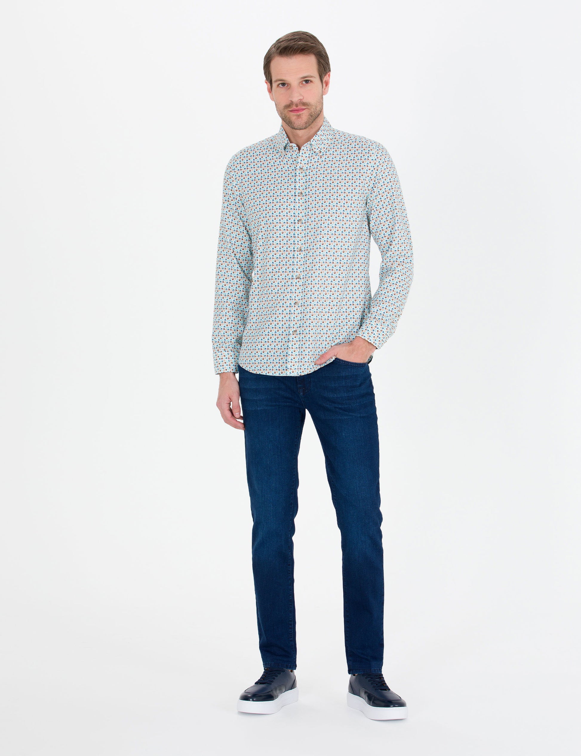 Aqua Slim Fit Long Sleeve Shirt