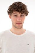 Men's Regular Fit Crew Neck Modal Ecru Basic T-Shirt