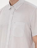Regular Fit Short Sleeve Shirt with Stone Linen Blend