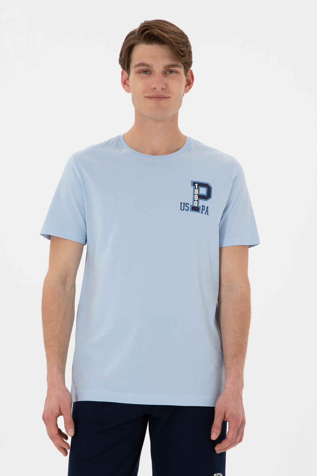 Men's Regular Fit Crew Neck Light Blue T-Shirt