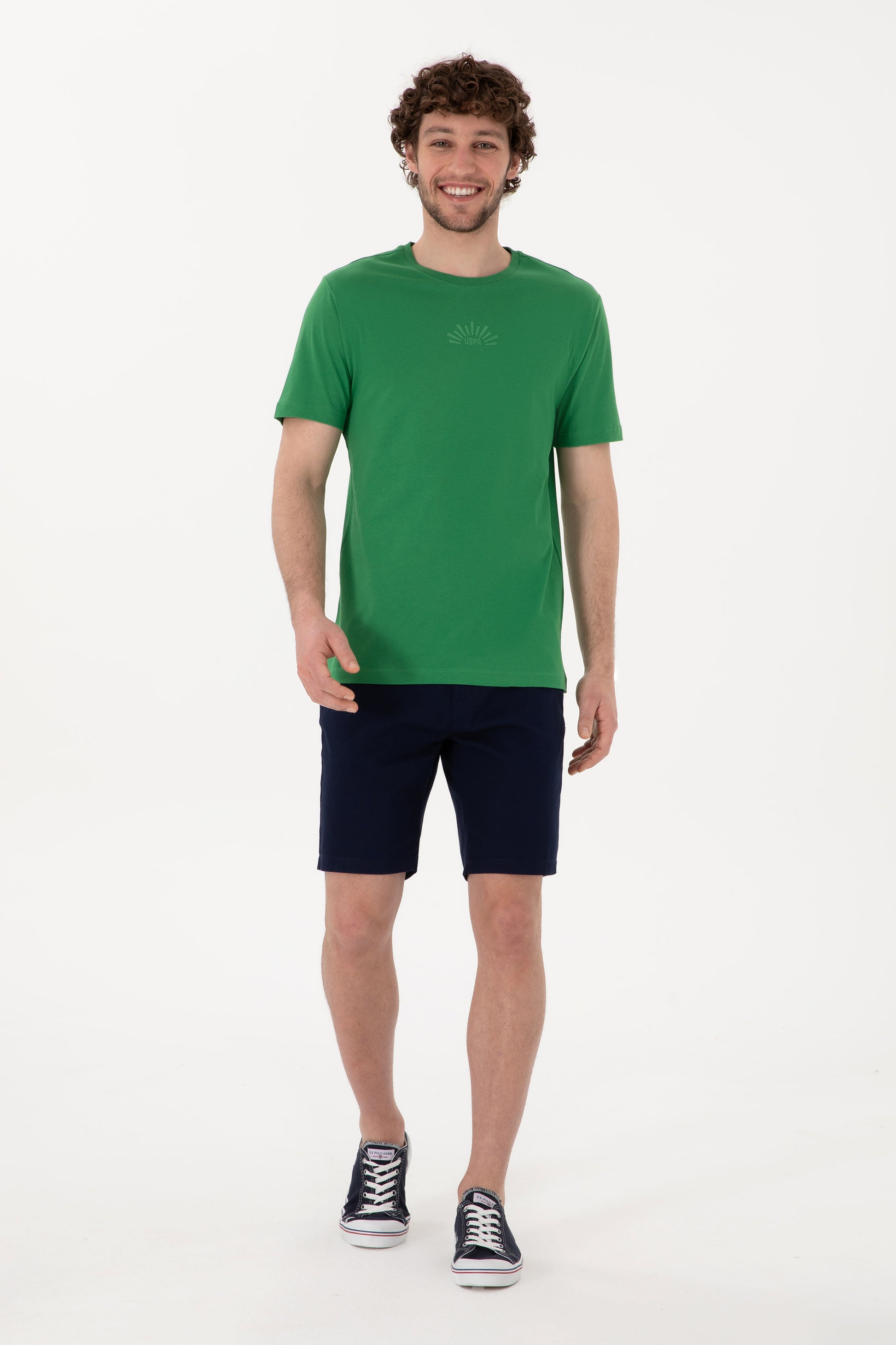 Men's Regular Fit Crew Neck Green T-shirt