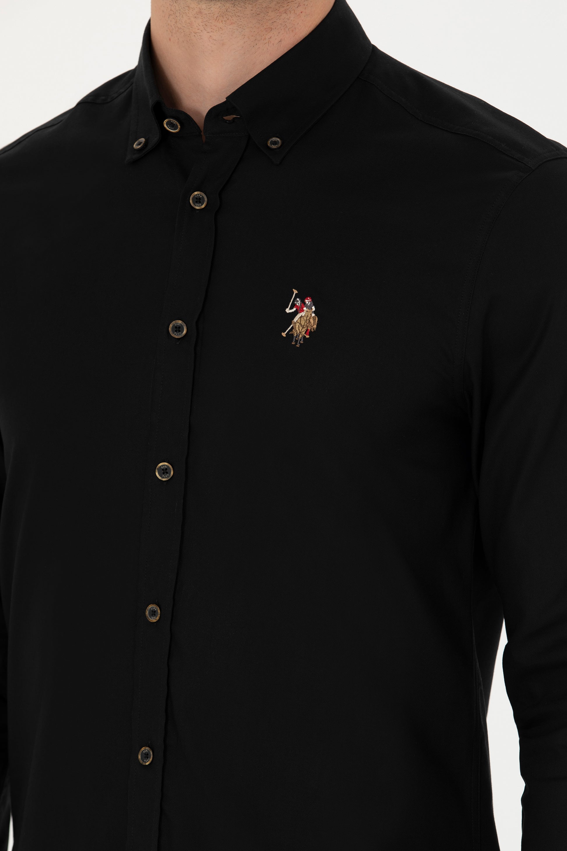 Men's Black Long Sleeve Basic Shirt