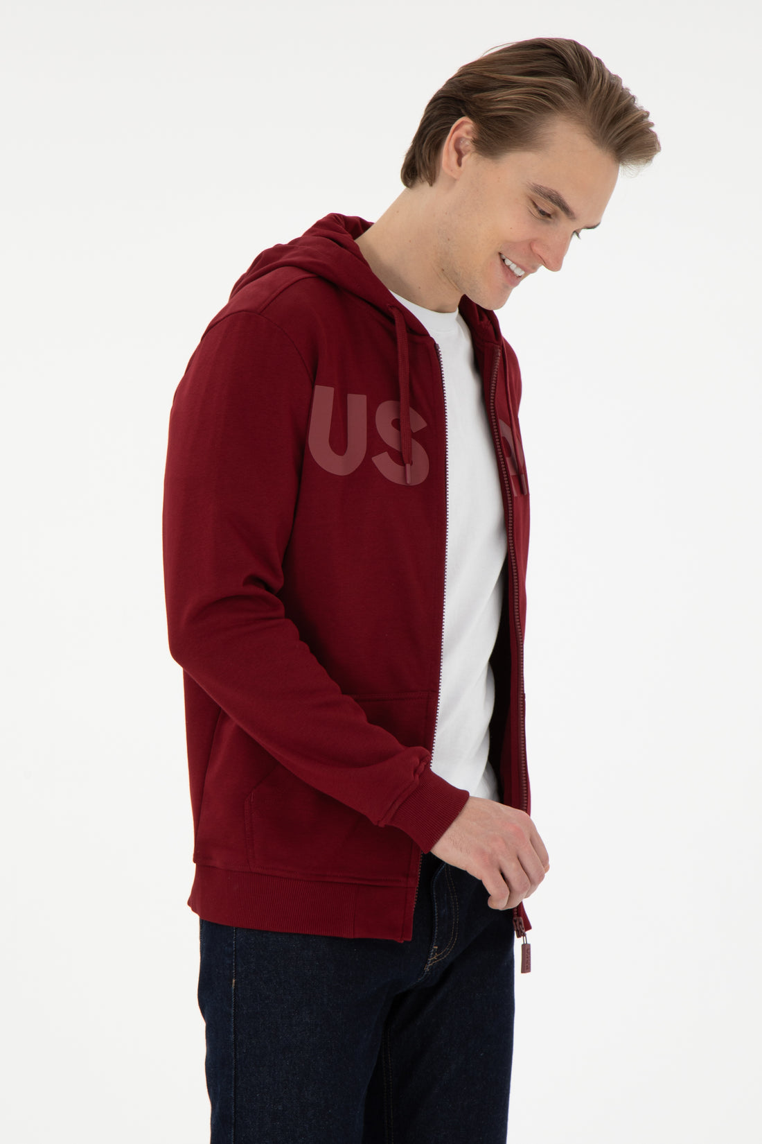Men's Burgundy Knitted Cardigan