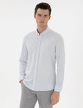 Light Blue Slim Fit Striped Long Sleeve Shirt