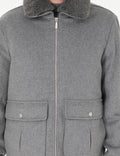 Grey Wool Blend Regular Fit Cashmere Coat