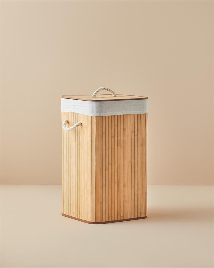 Fancy Foldable Laundry Basket Beige - 35x35x60 cm - Beige - 17827
