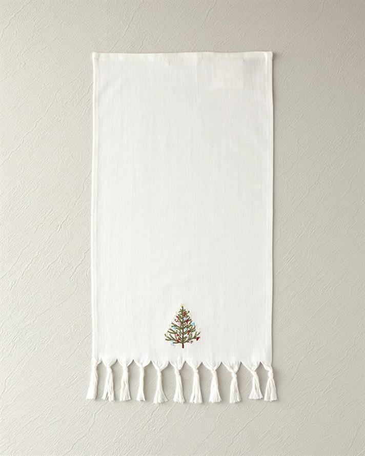 Fancy Tree Cotton Drying Cloth White