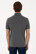 Men's Slim Fit Polo Neck Anthracite Melange Basic T-Shirt