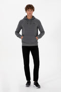 Erkek Regular Fit Kapüşonlu Antrasit Melanj Basic Sweatshirt