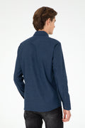 Men's Navy Blue Long Sleeve Basic Shirt