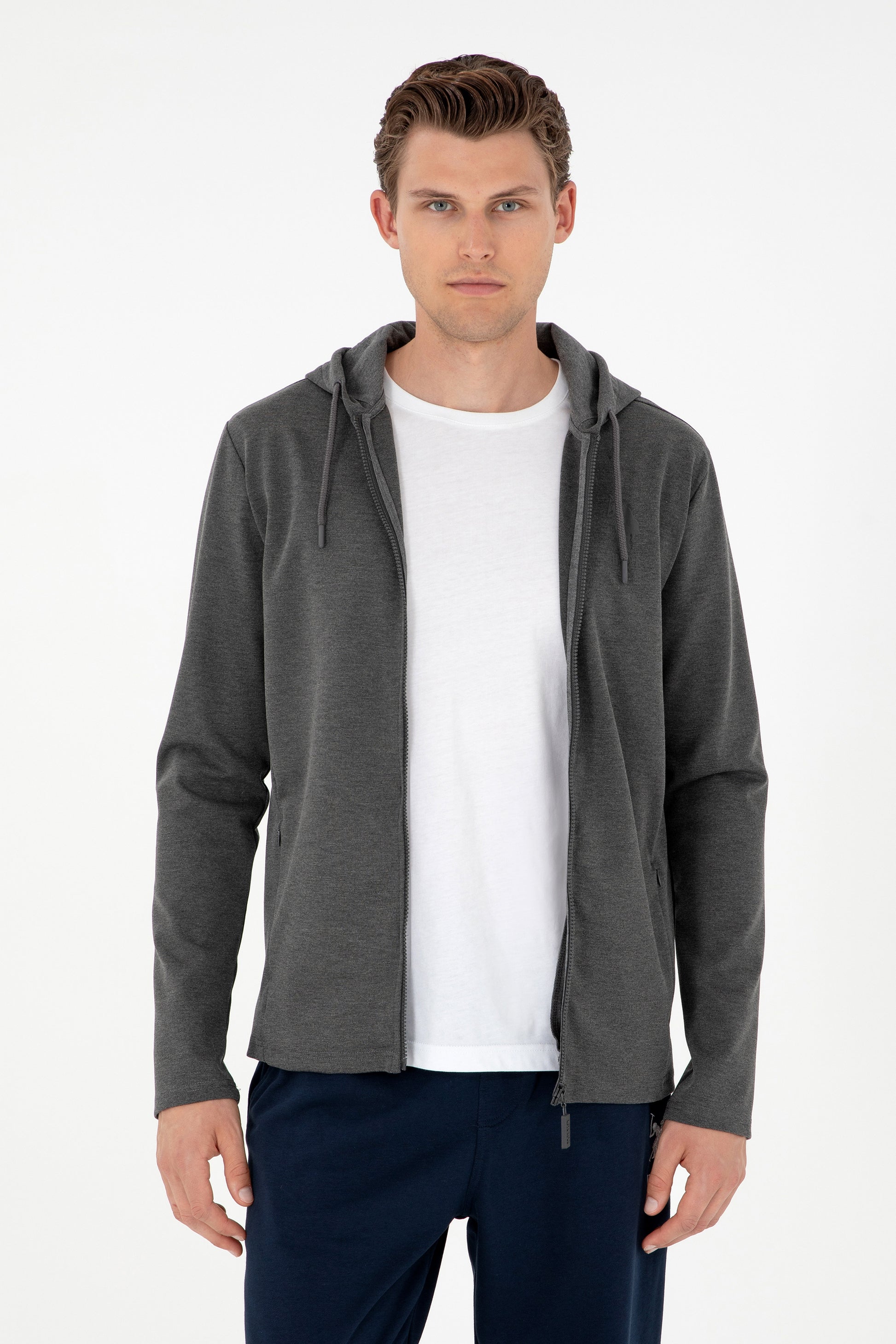 Men's Anthracite Melange Knitted Cardigan