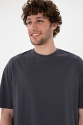 Men's Long Fit Crew Neck Anthracite Basic T-Shirt