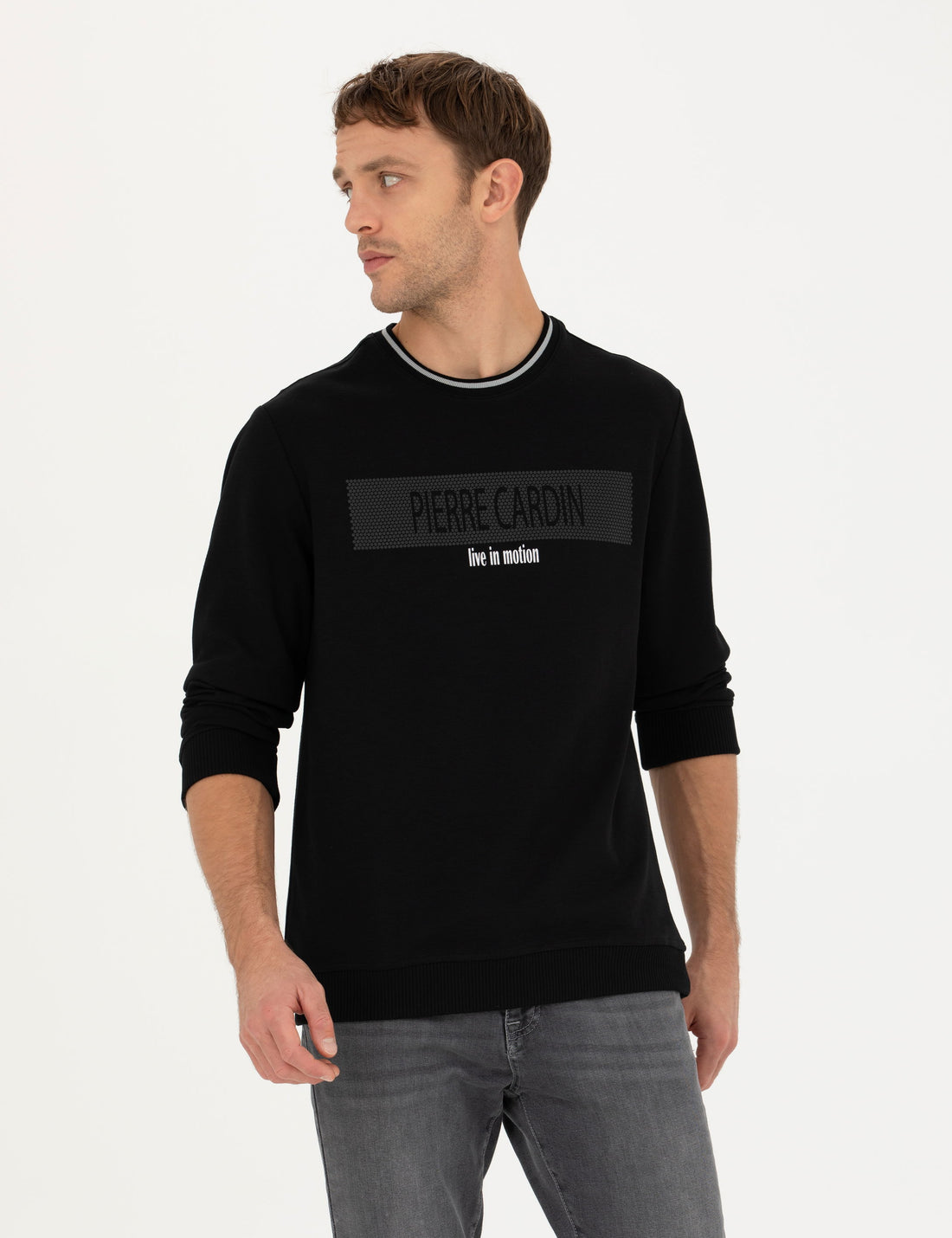 Black Regular Fit Crew Neck Sweatshirt