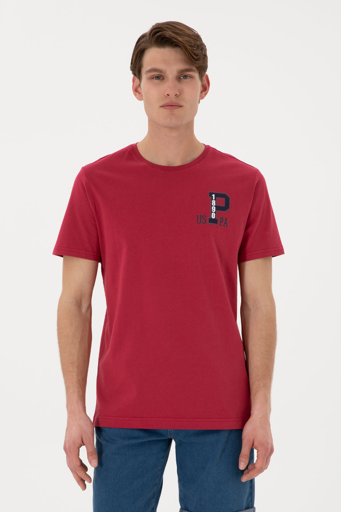 Men's Regular Fit Crew Neck Cherry T-Shirt