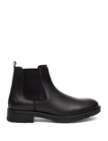Black 100% Leather Rubber Sole Chelsea Boots