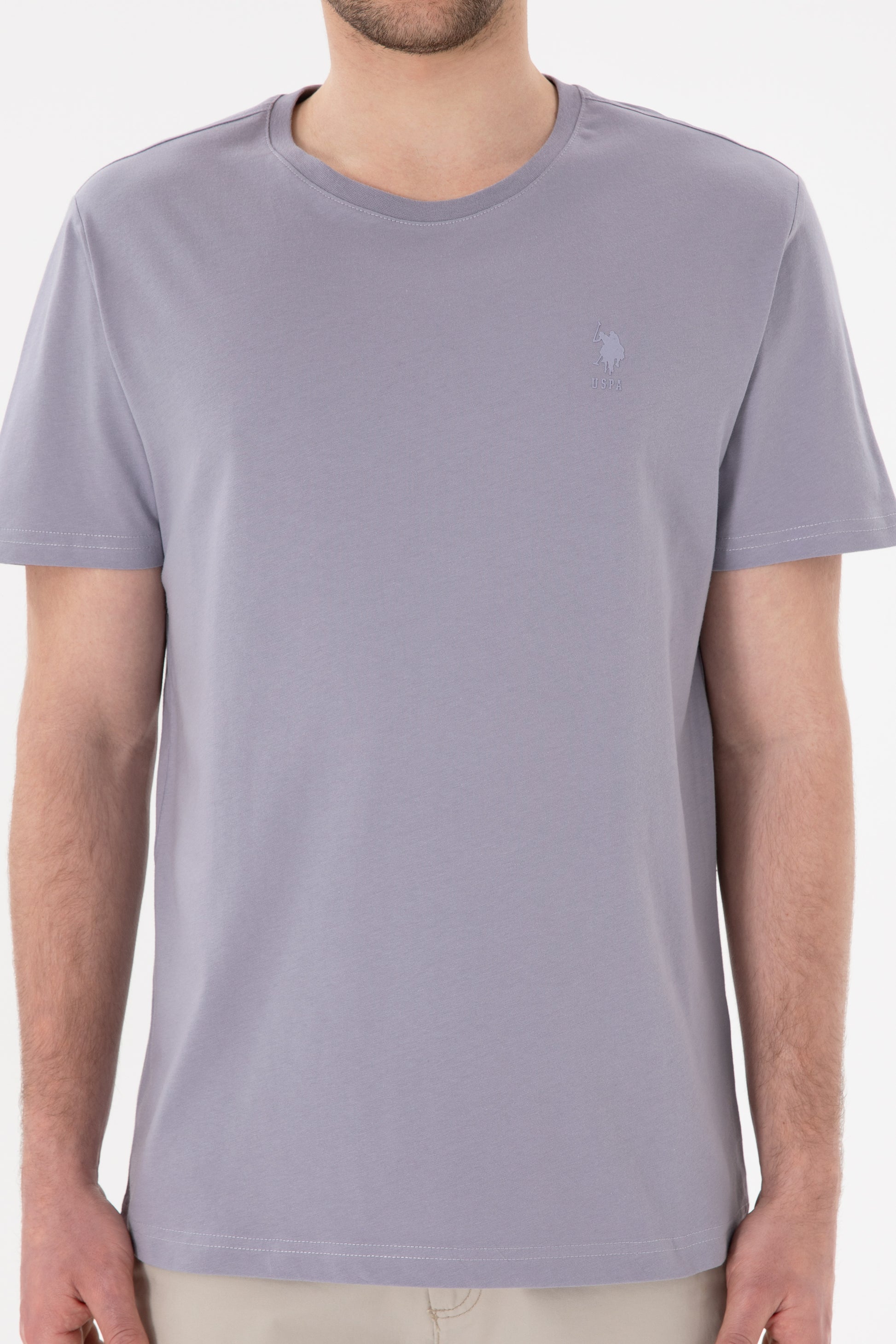 Men's Regular Fit Crew Neck Grey Basic T-Shirt