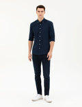 Navy Blue Slim Fit Long Sleeve Shirt