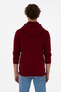 Erkek Regular Fit Kapüşonlu Bordo Basic Sweatshirt