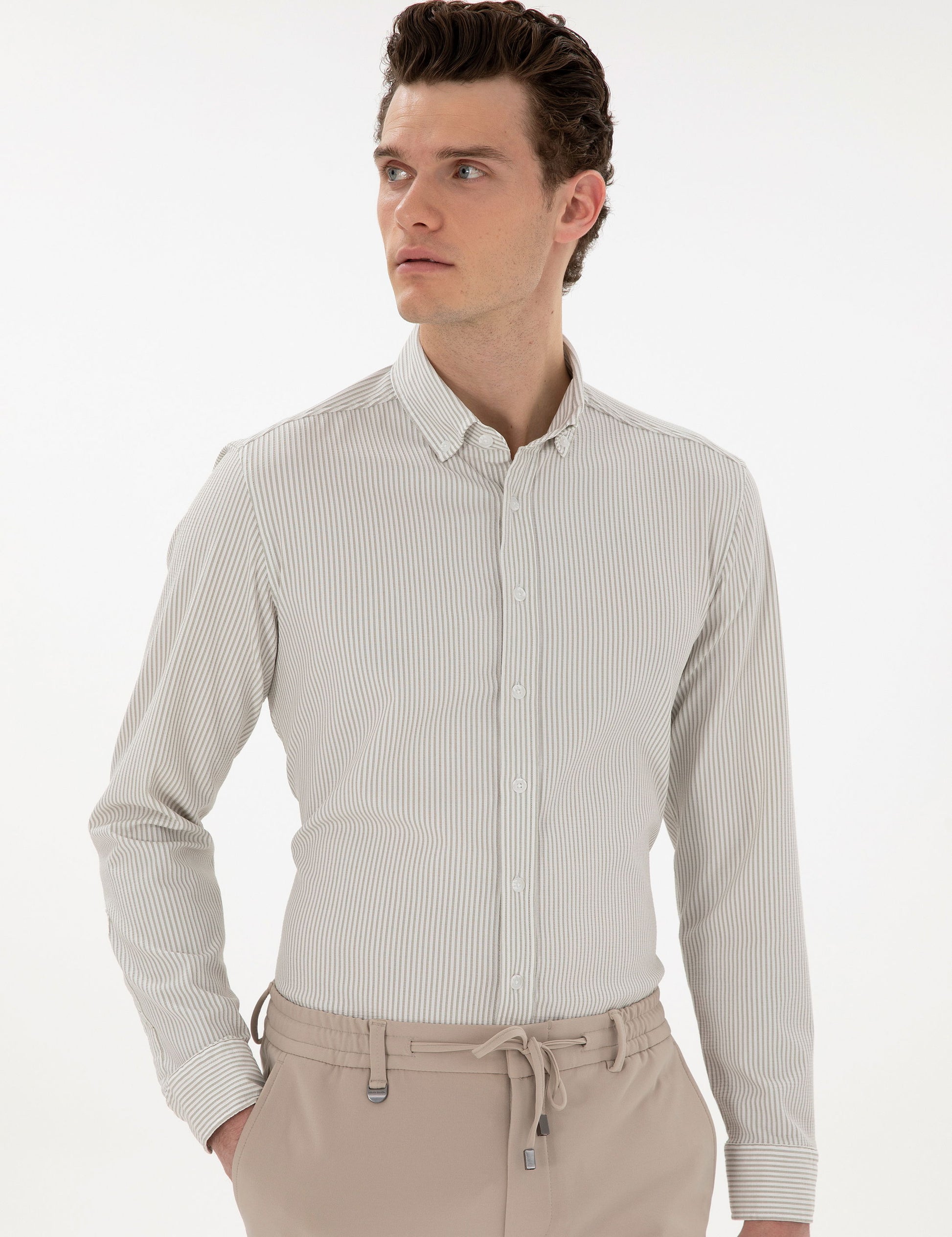 ��a��la Slim Fit Striped Long Sleeve Shirt