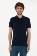 Men's Slim Fit Polo Neck Navy Basic T-Shirt