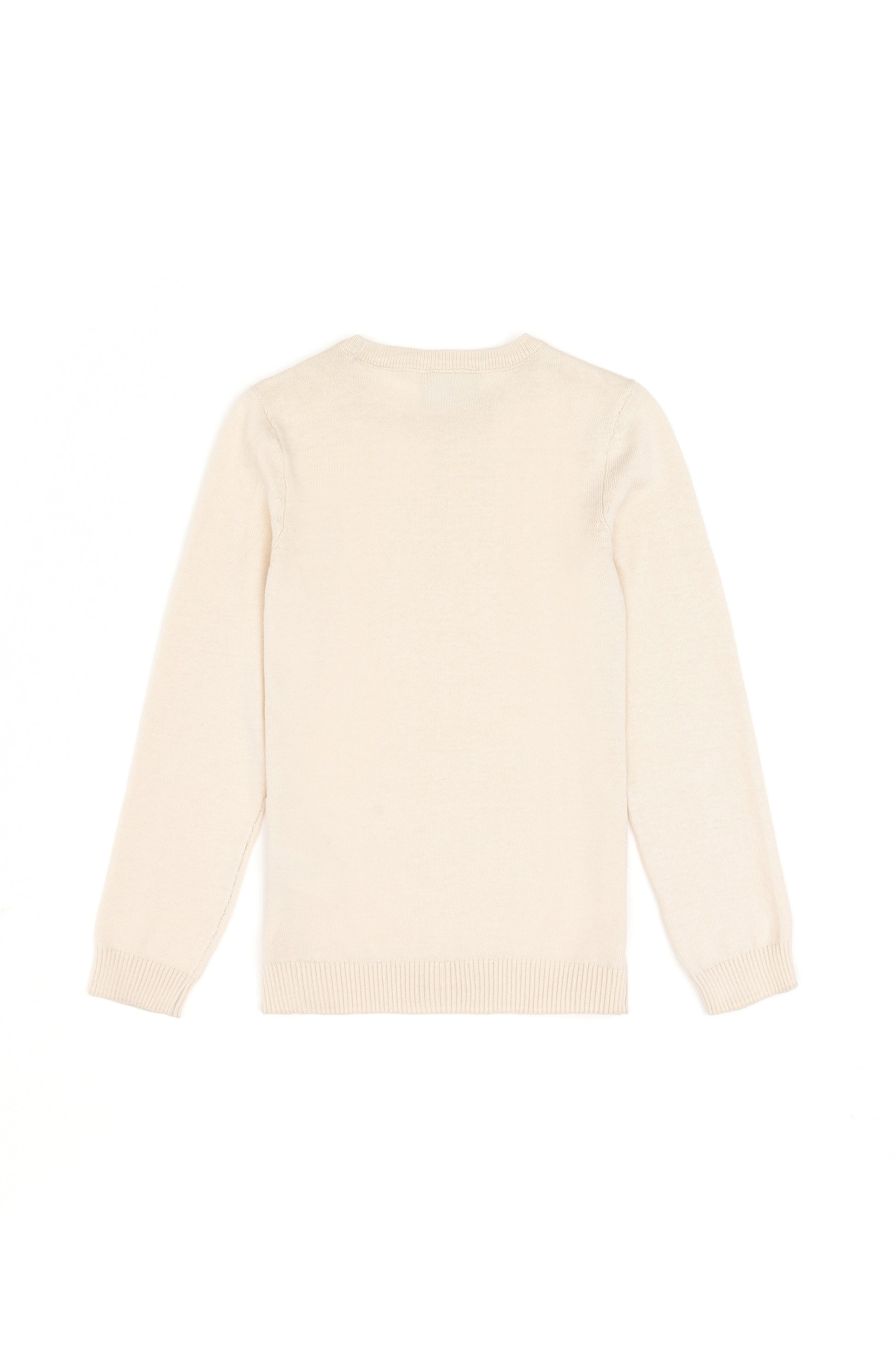 Girls' Cream Crew Neck Basic Sweater