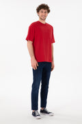 Men's Comfort Fit Crew Neck Red T-Shirt