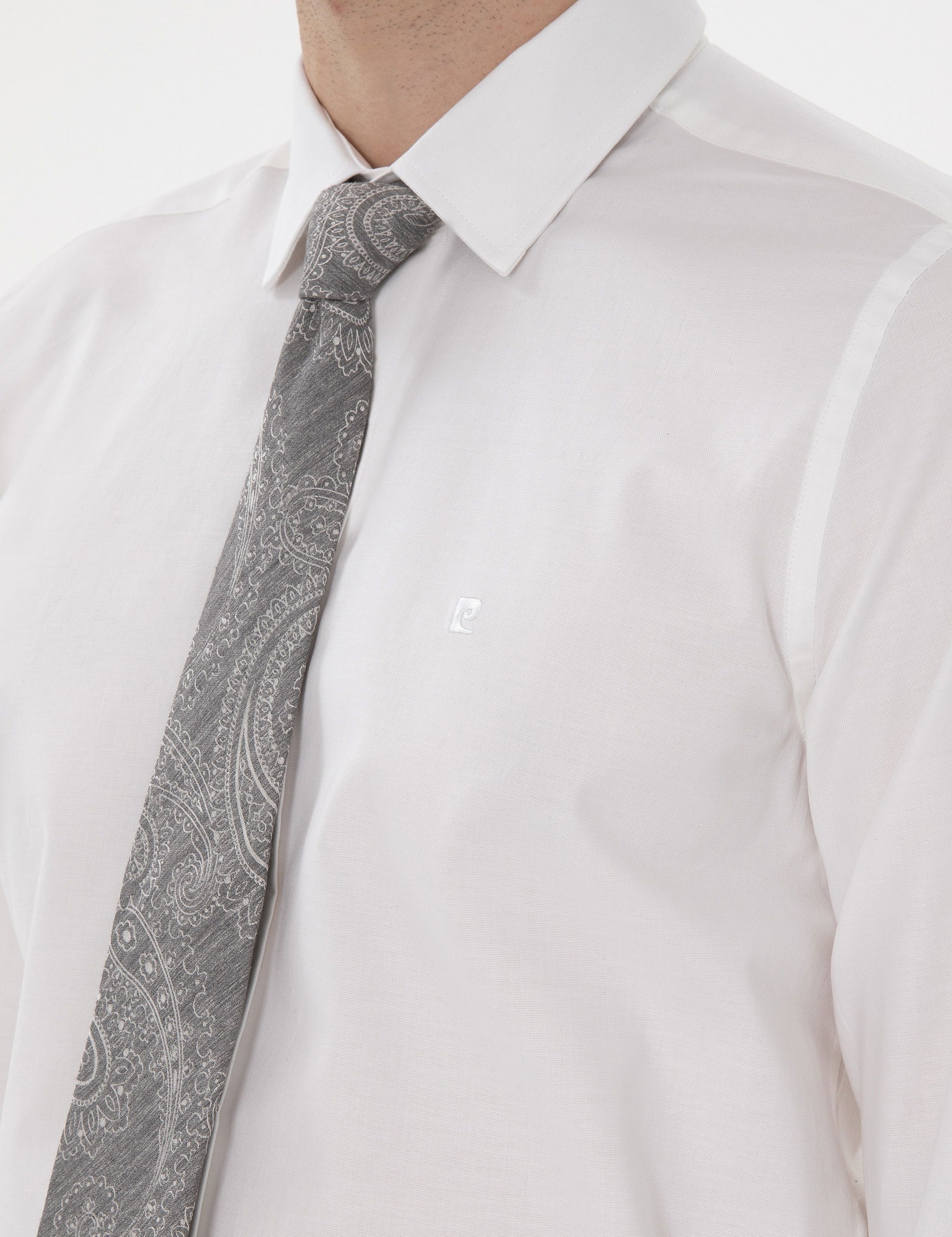 White Slim Fit Long Sleeve Basic Shirt