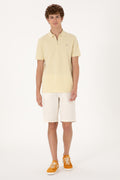 Men's Regular Fit Zipper Open Khaki T-Shirt